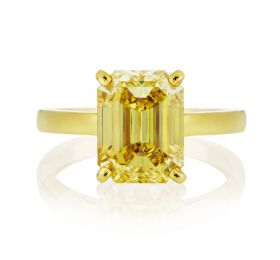 戴比尔斯1888 MASTER DIAMONDS 大师美钻系列祖母绿形艳彩黄钻戒戒指