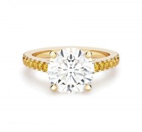 戴比尔斯黄金彩钻密镶钻戒圈圆形明亮式切割钻戒 戒指