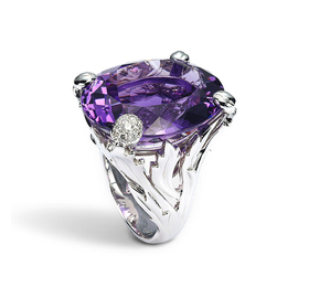 迪奥LE BAL MISS DIOR 750/1000白金戒指，镶嵌紫水晶戒指