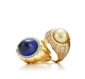 蒂芙尼BLUE BOOK高级珠宝18k金镶嵌钻石及坦桑石戒指 戒指