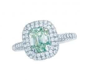 蒂芙尼BLUE BOOK高级珠宝祖母绿形切割浓彩绿钻戒指