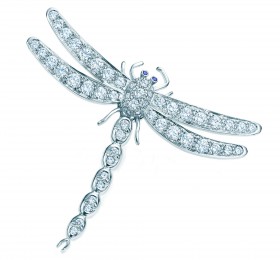 蒂芙尼铂金镶钻蜻蜓造型胸针胸针