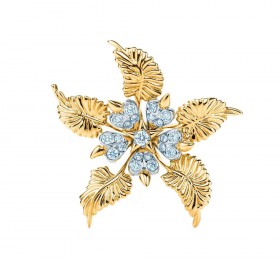 蒂芙尼SCHLUMBERGER™高级珠宝18K黄金镶钻花叶造型胸针胸针