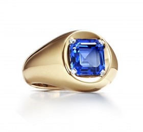 蒂芙尼BLUE BOOK高级珠宝2019 Blue Book 18K黄金镶嵌祖母绿形切割斯里兰卡蓝宝石戒指 戒指