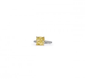 蒂芙尼铂金及18K黄金镶嵌浓彩黄钻及钻石戒指戒指