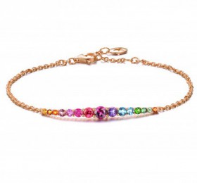 ENZO彩宝系列RAINBOW 彩虹系列18K玫瑰金镶多种宝石手链手镯