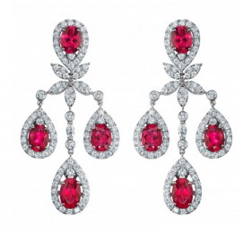 ENZO HIGH JEWELRY 高级珠宝系列18K白金镶红碧玺和钻石耳环耳饰