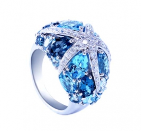 ENZO钻石系列MOMENT 纪念系列18K白金镶托帕石及钻石戒指戒指