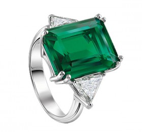 玳美雅CLASSICS白金镶钻及祖母绿戒指戒指