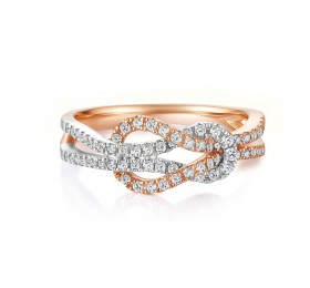 谢瑞麟浪漫契约18K白色黄金、玫瑰金镶嵌钻石戒指戒指